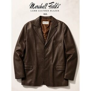 Marshall Fields Brown Lamb Leather Blazer Jacket 46L Minimalist 90s